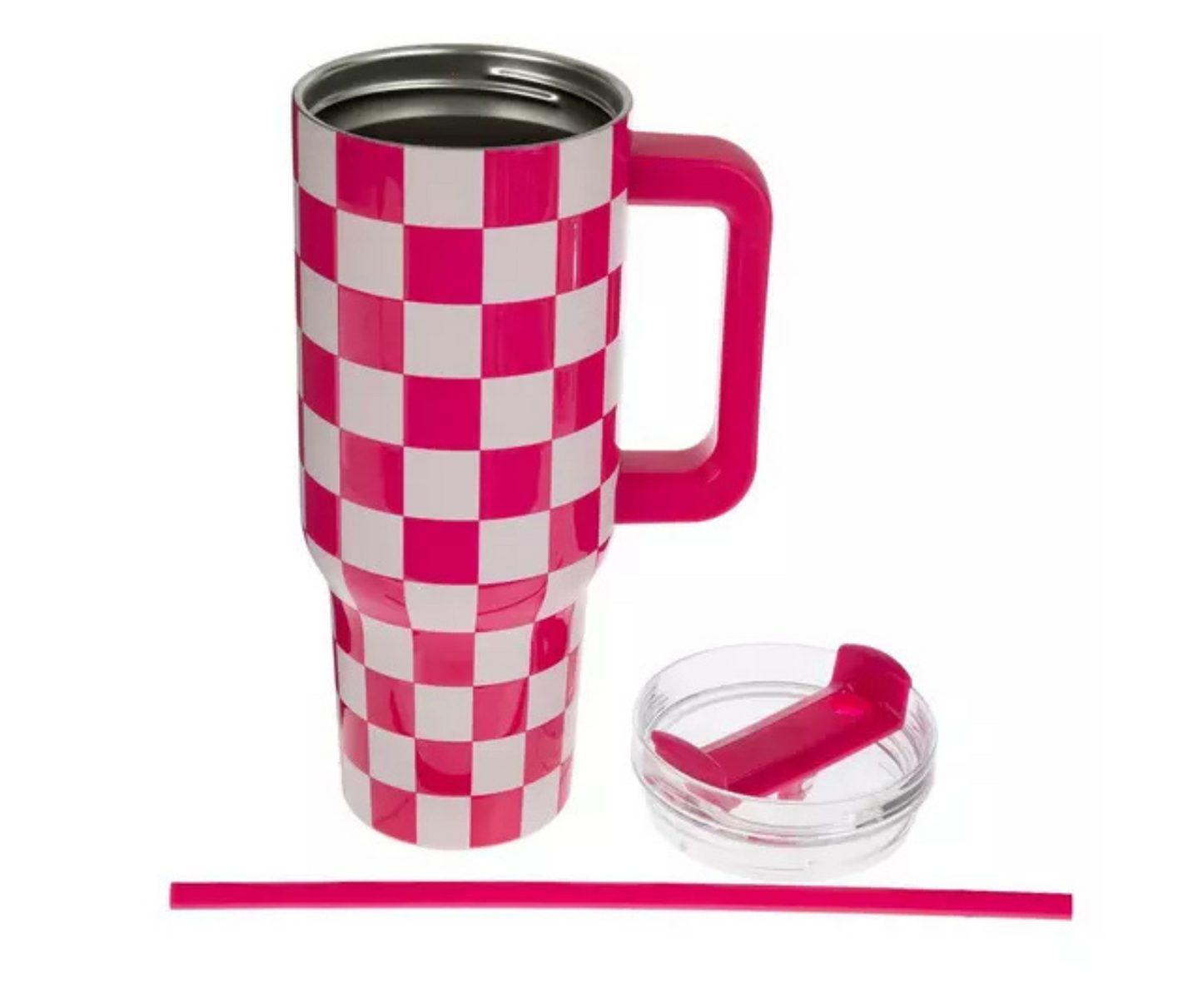 Pink Checkered 40 oz Tumbler - SV Boutique & Co.