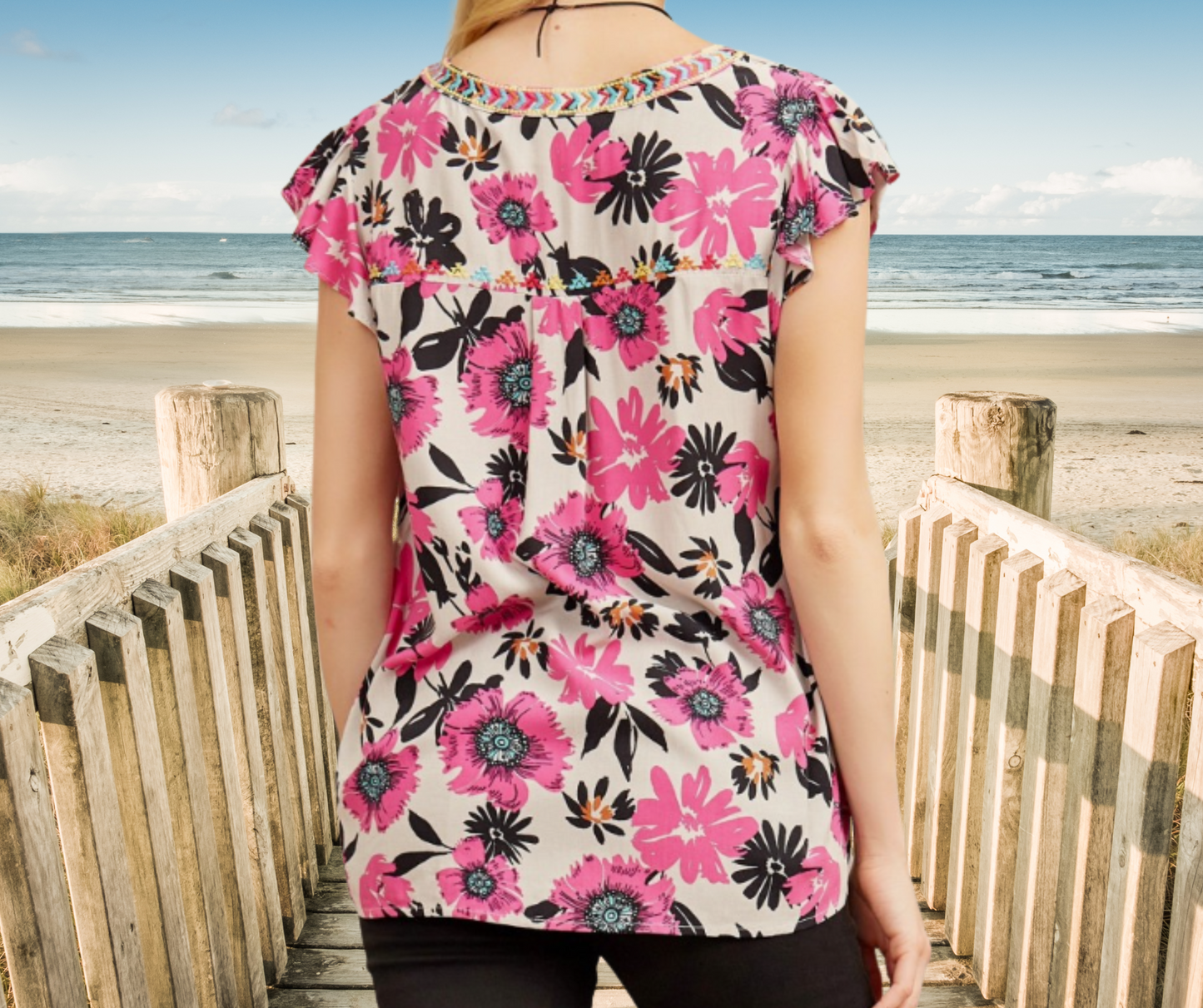 Desert Bloom Embroidered Blouse - SV Boutique & Co.