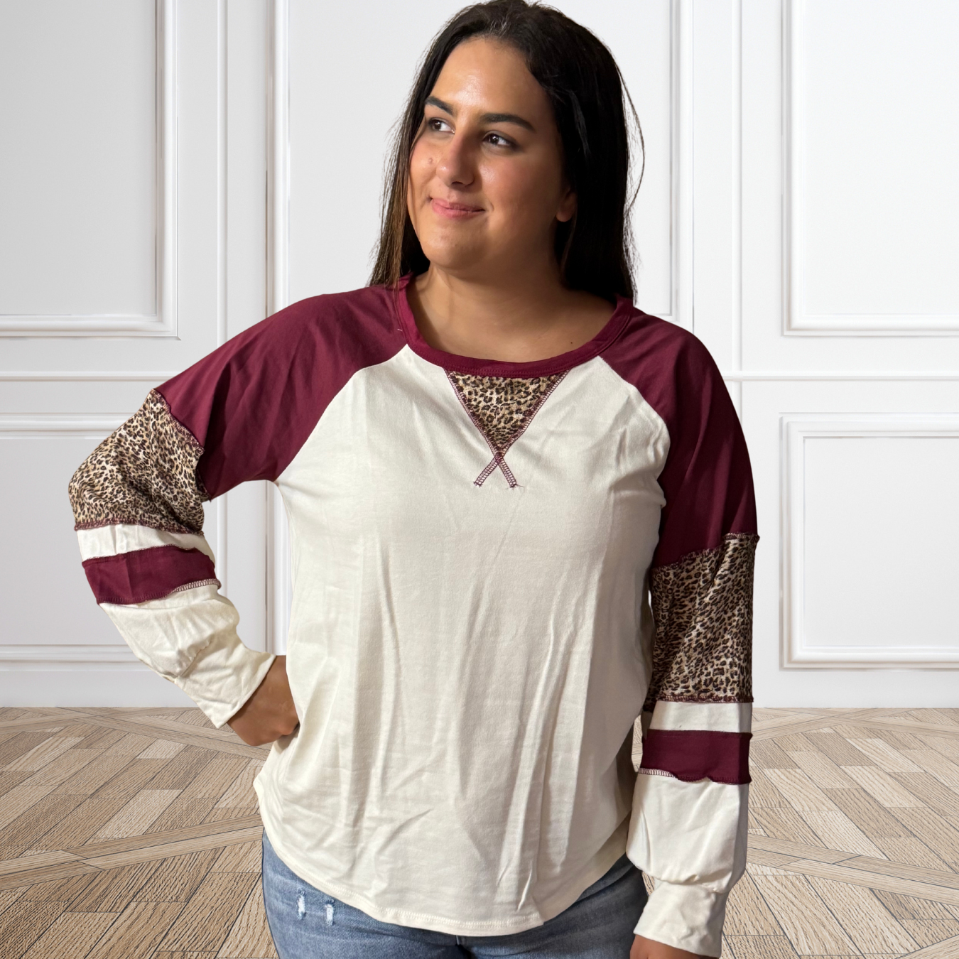 Long Sleeve Leopard Raglan
