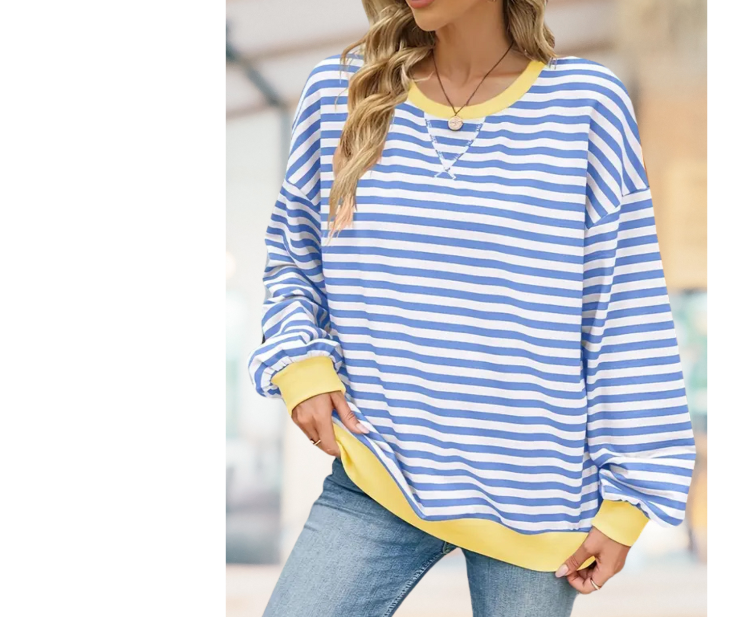 COASTAL STRIPED OVERSIZED PULLOVER SWEATSHIRT - SV Boutique & Co.
