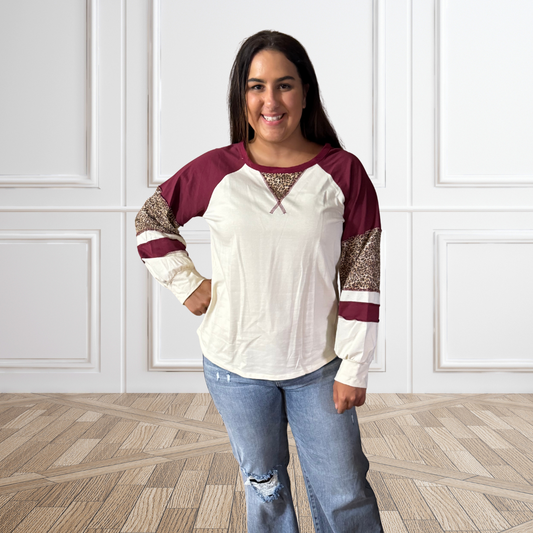 Long Sleeve Leopard  Raglan