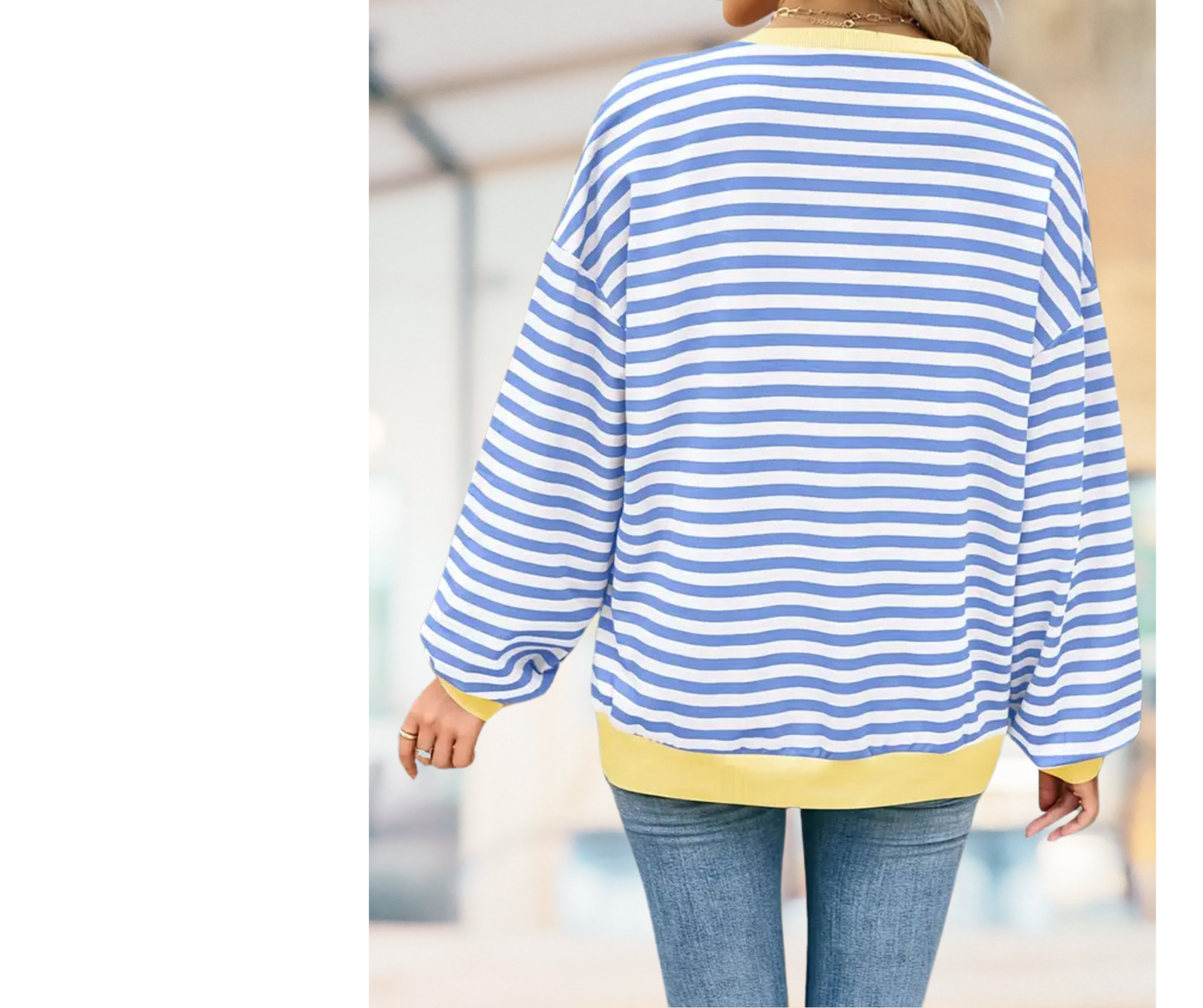 COASTAL STRIPED OVERSIZED PULLOVER SWEATSHIRT - SV Boutique & Co.