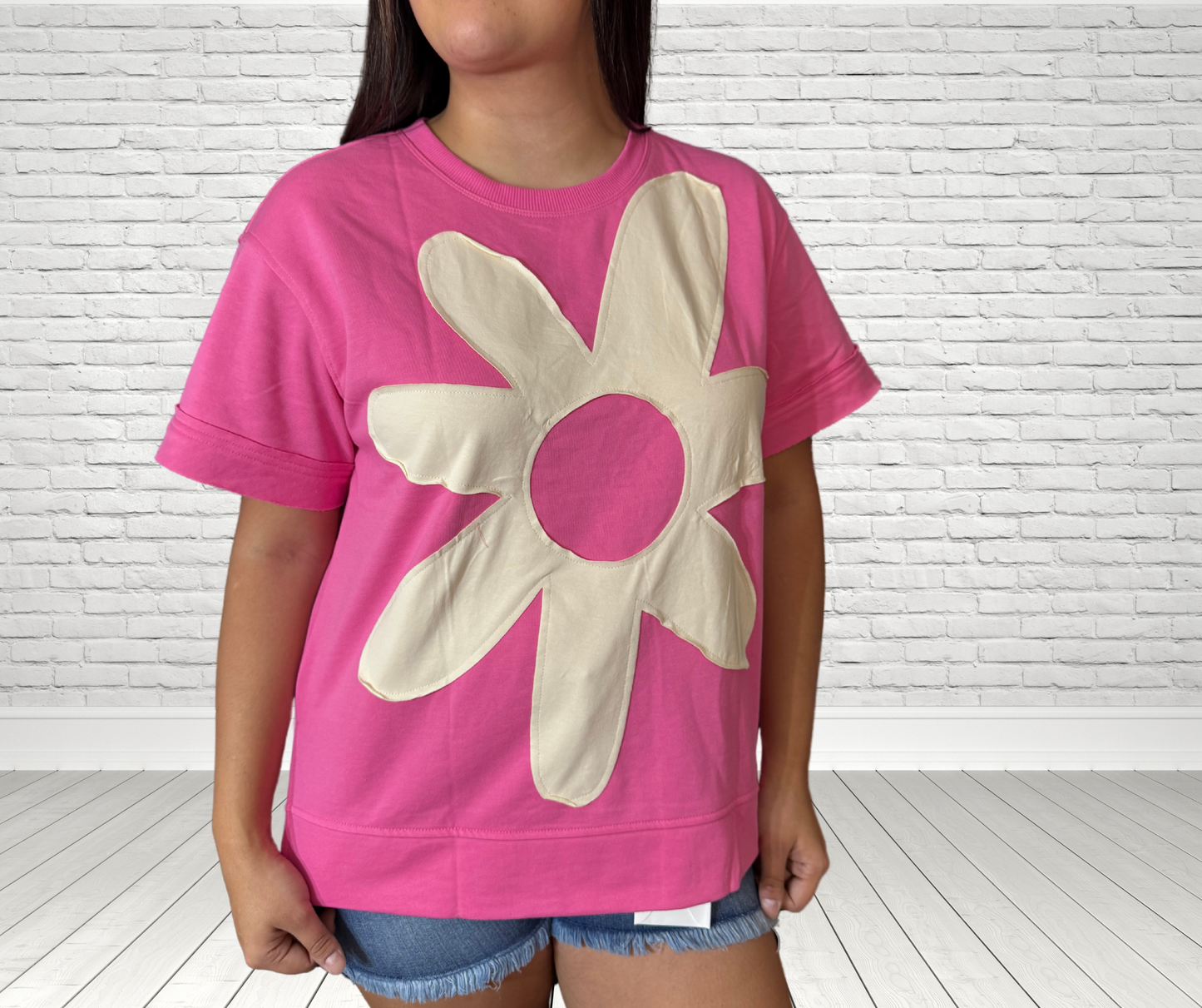 Pink Flower Patch Top - SV Boutique & Co.