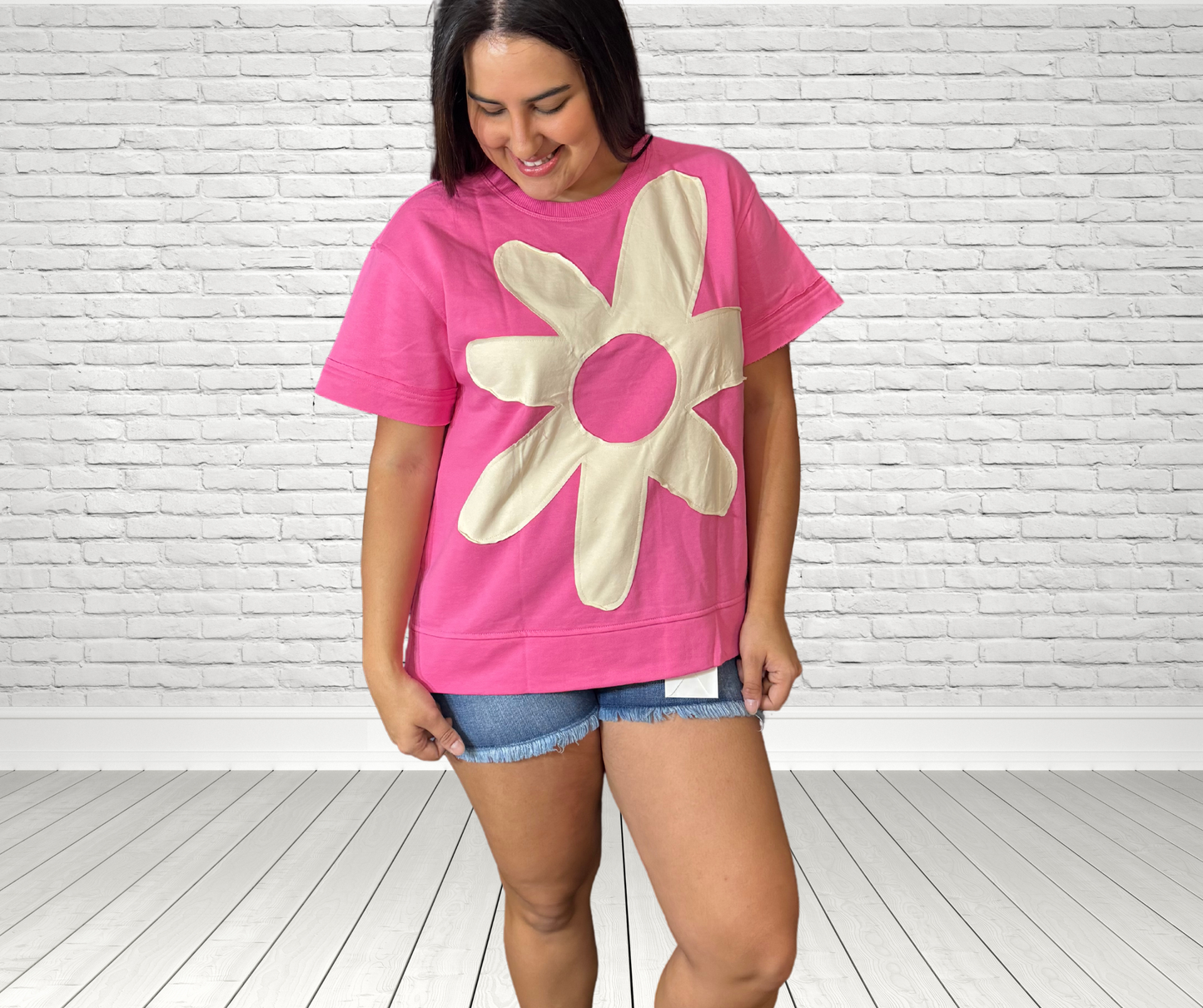 Pink Flower Patch Top - SV Boutique & Co.
