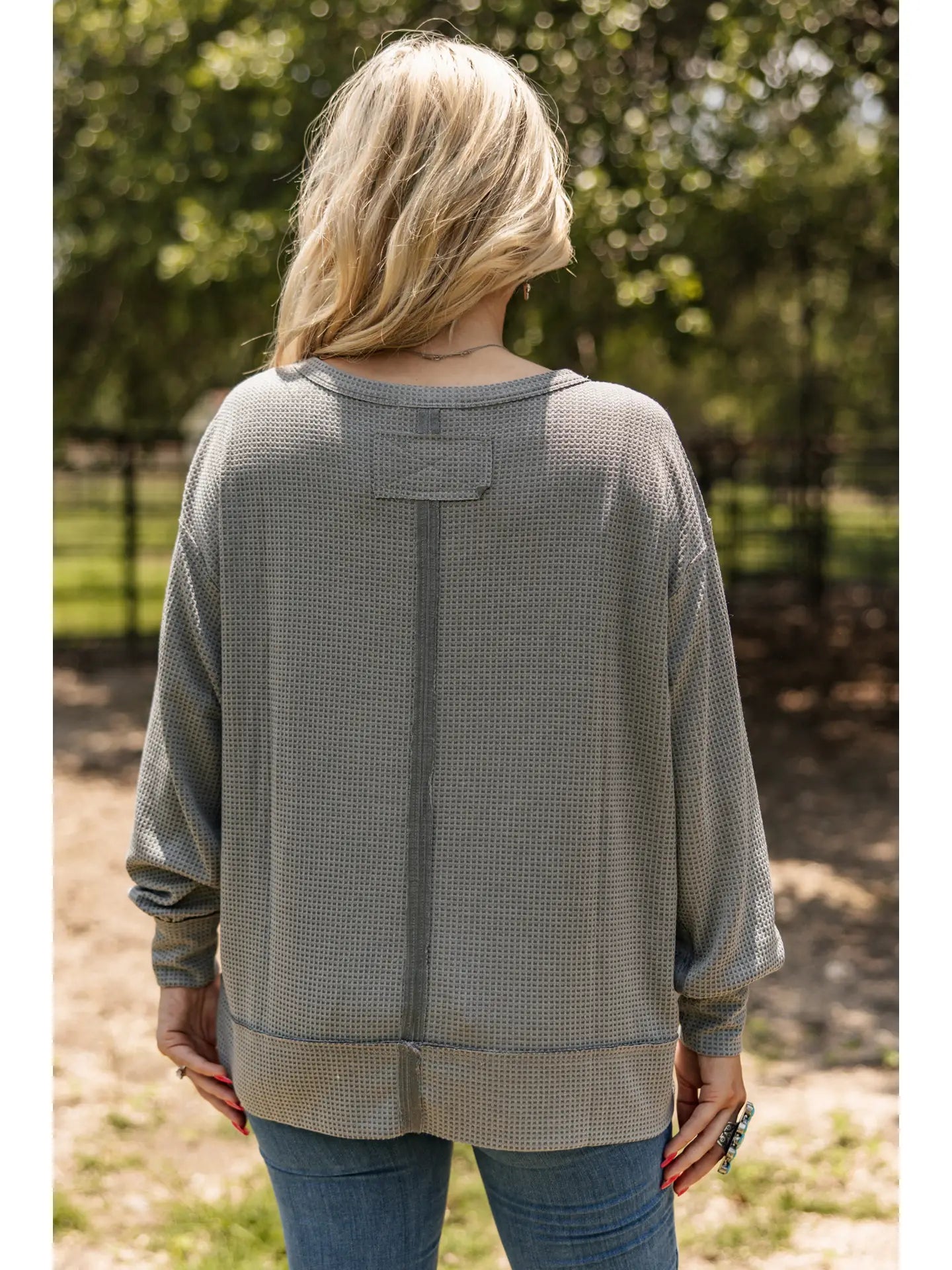 Long Sleeve Cozy Heather Grey Two Toned Thermal Andree By Unit