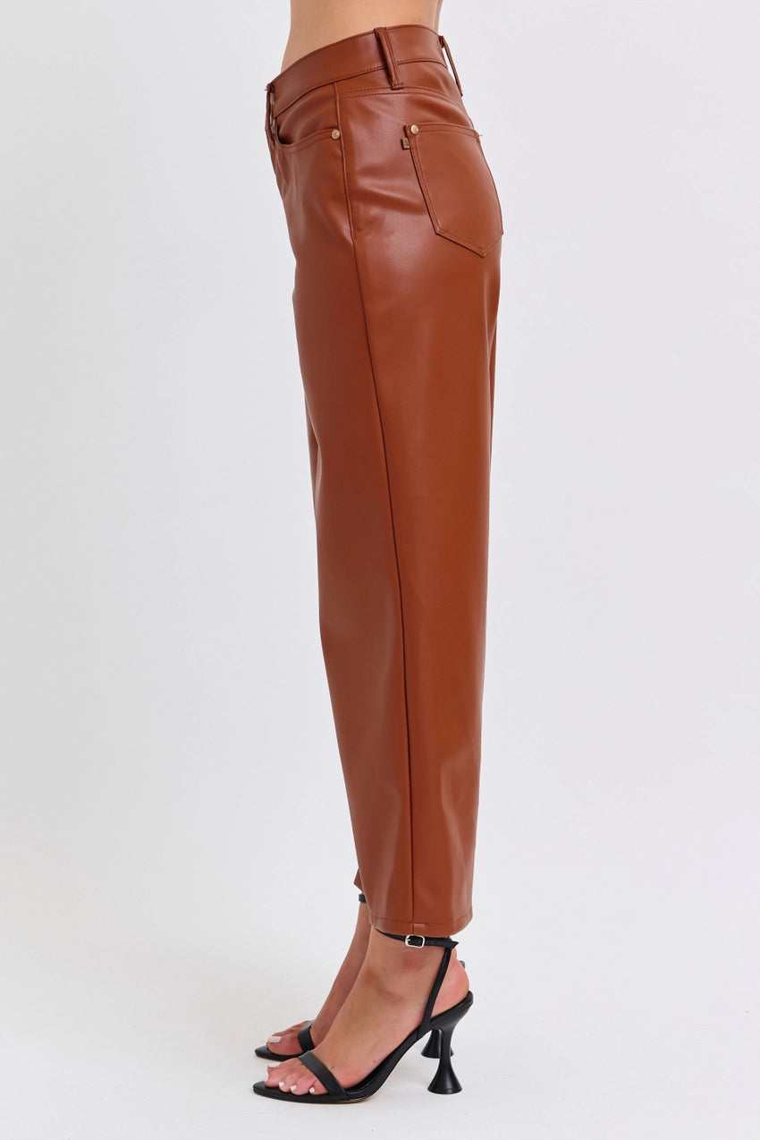 Judy Blue Camel Faux Leather Tummy Control Pants