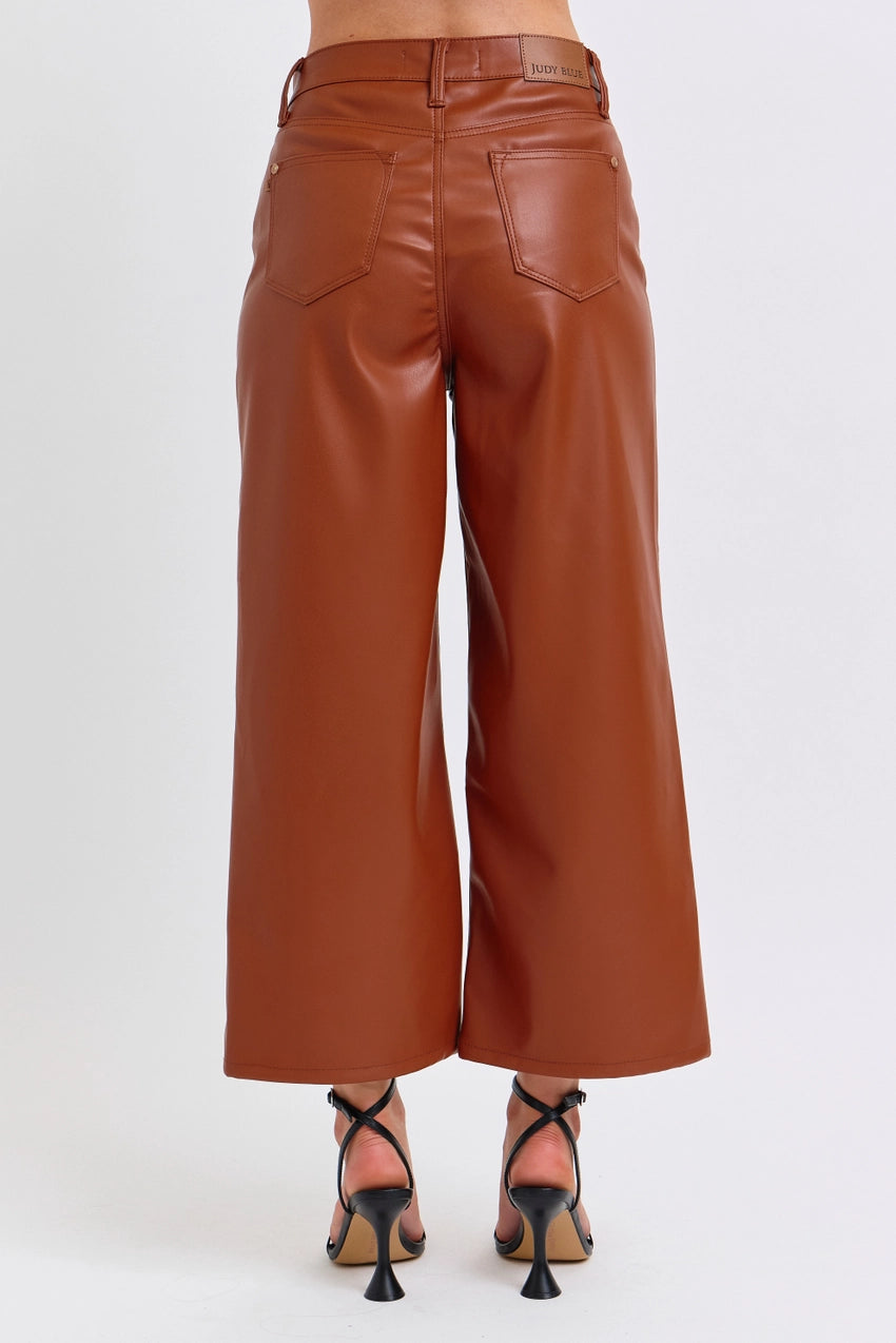 Judy Blue Camel Faux Leather Tummy Control Pants