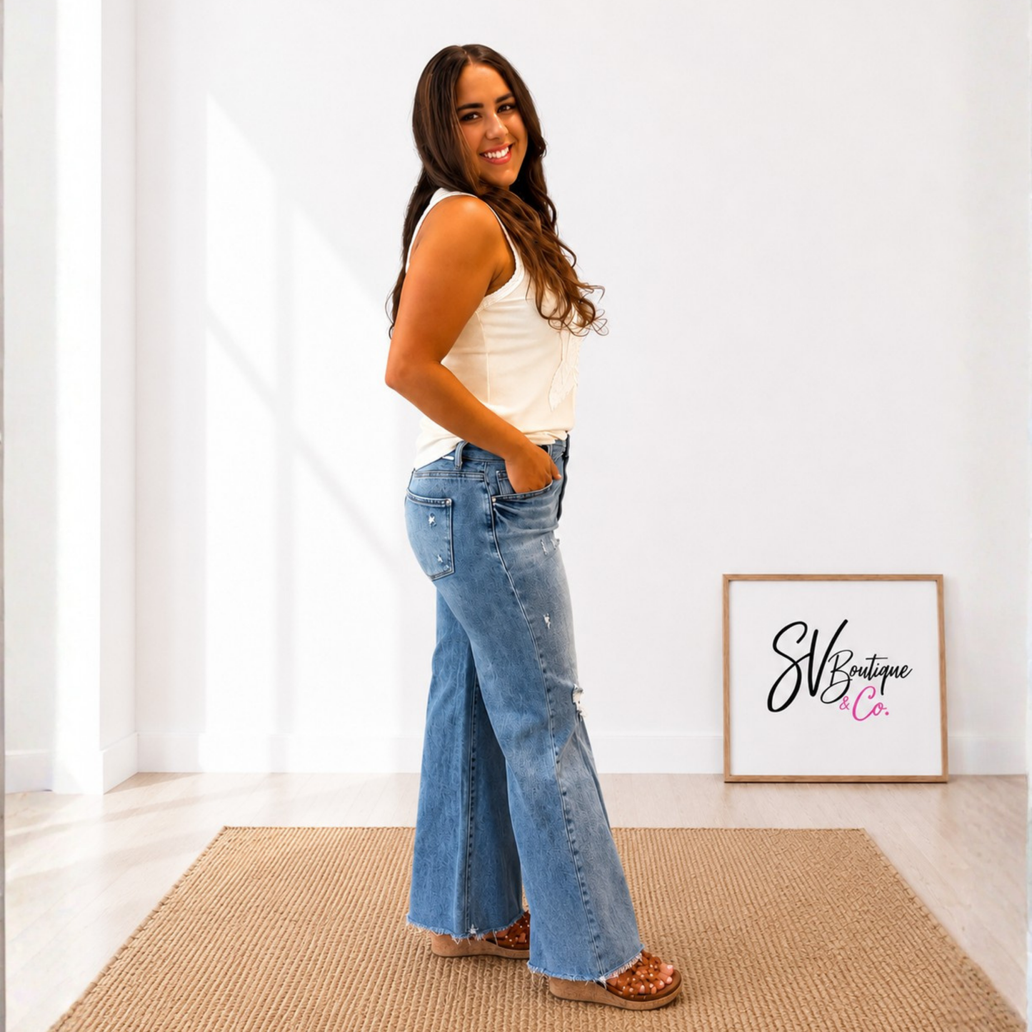 Judy Blue Star Distressed 90's Straight Jeans - SV Boutique & Co.