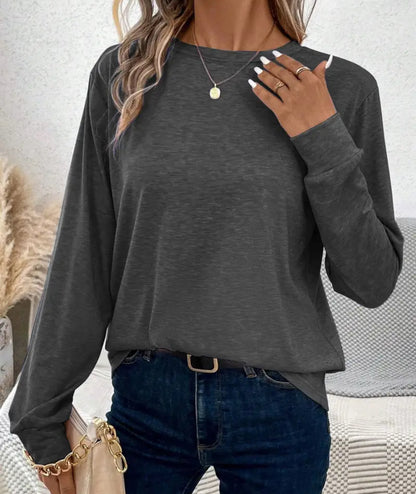 Crew Neck T-Shirt, Casual Long Sleeve Top - SV Boutique & Co.