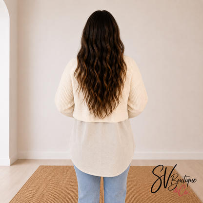 Sweater Blouse Split Decision Lightweight Top by White Birch - SV Boutique & Co.