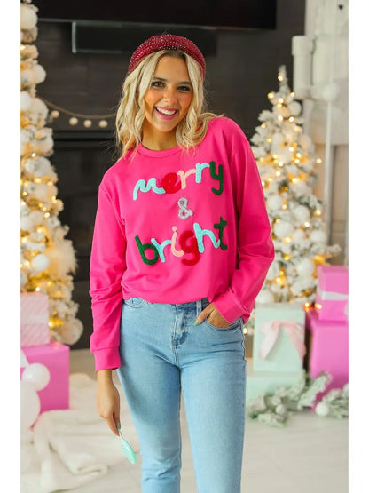 Merry & Bright Hot Pink Pullover