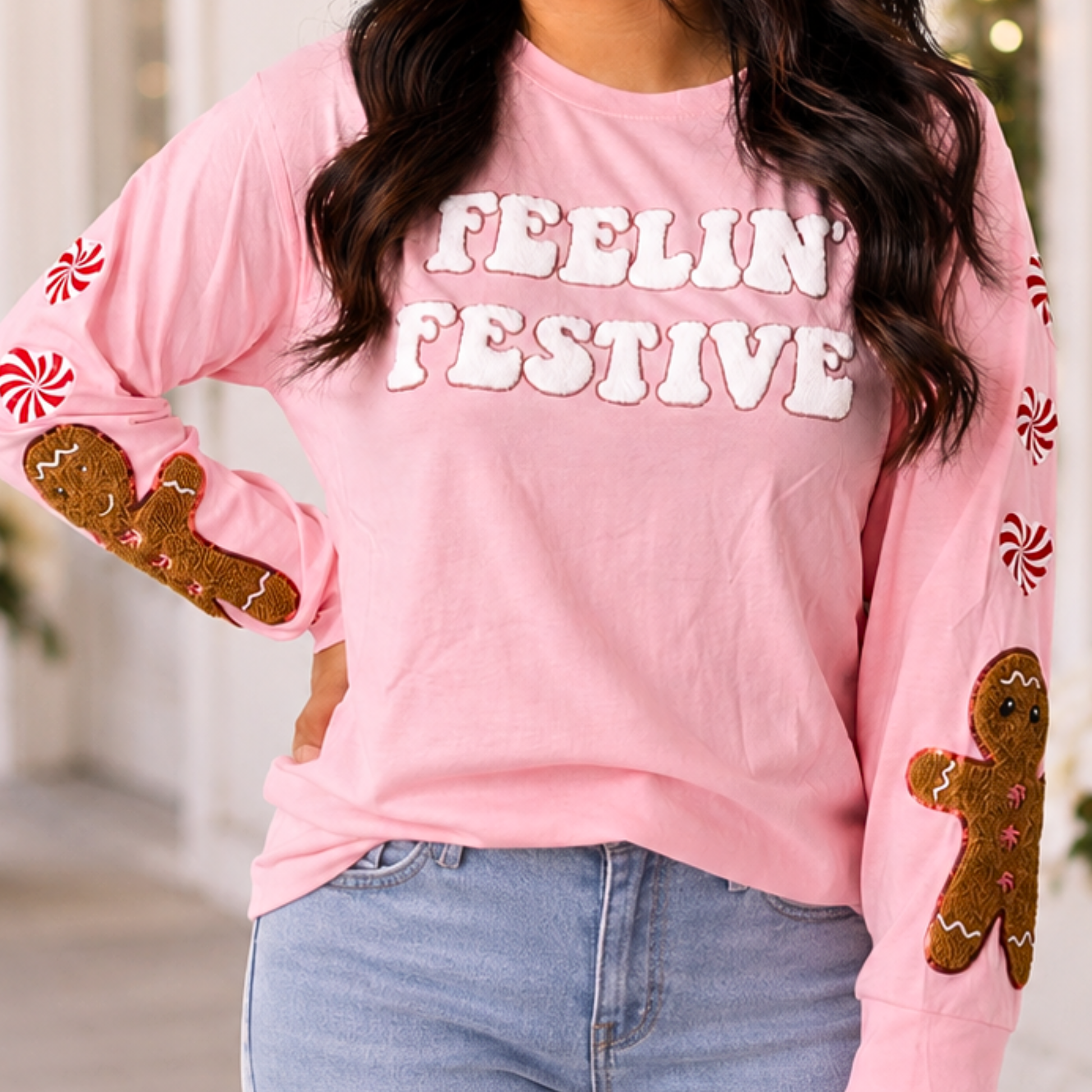 Feelin' Festive Pink Sweatshirt by Grace + Emma - SV Boutique & Co.