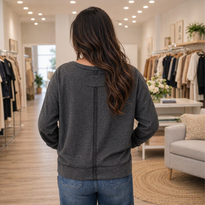 Long Sleeve Black Cozy Two Toned Thermal Andree By Unit - SV Boutique & Co.