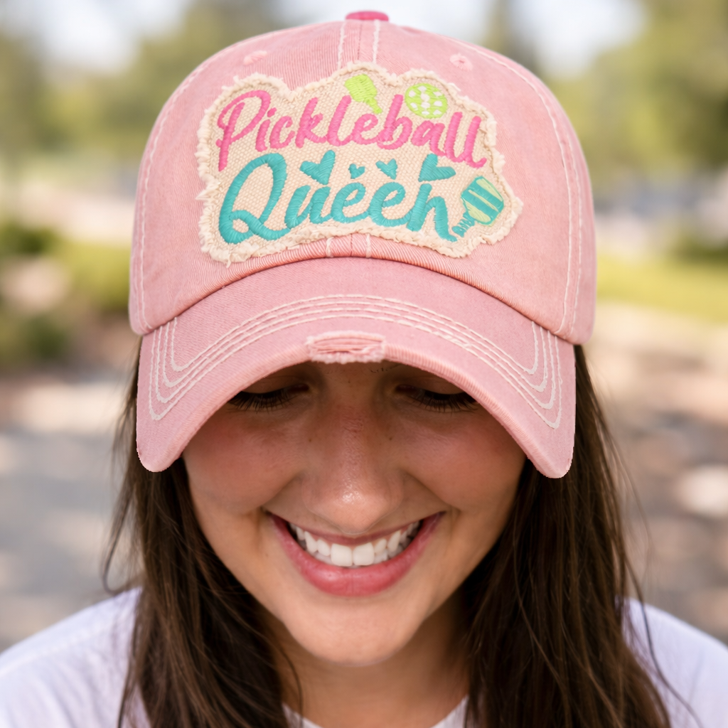 Pickleball Queen Distressed Ball Cap - SV Boutique & Co.