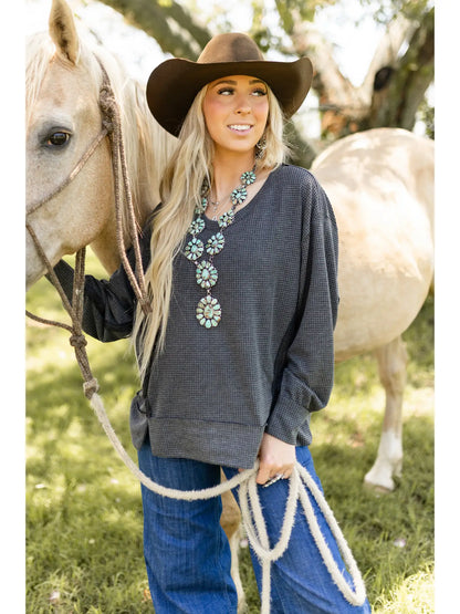 Long Sleeve Black Cozy Two Toned Thermal Andree By Unit