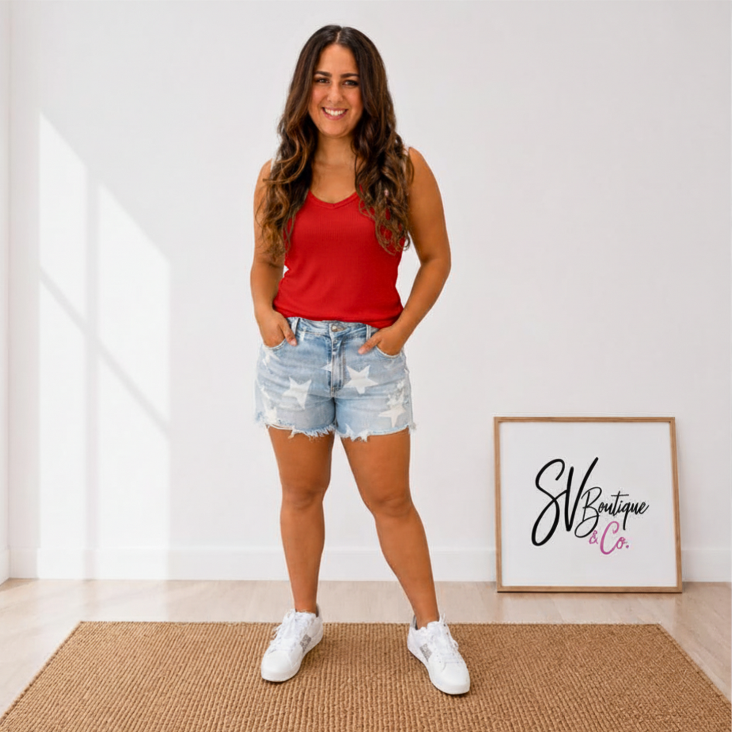 RISEN HIGH-RISE STAR PRINT SHORTS - SV Boutique & Co.