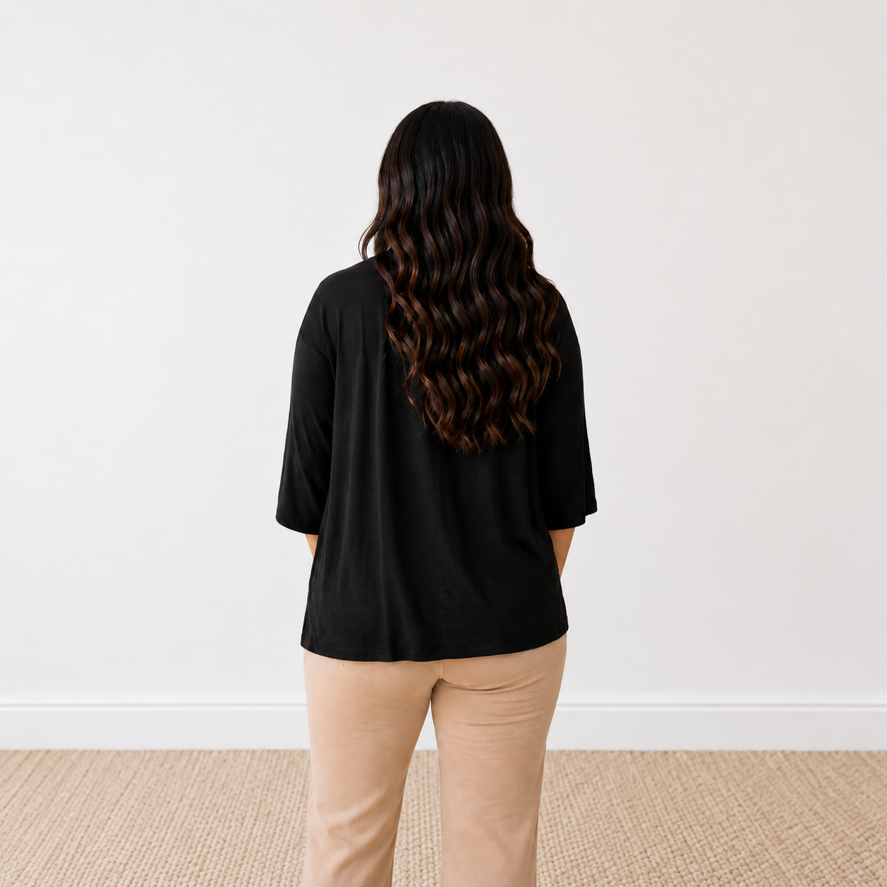 Soft Drape Open Front Black Cardigan