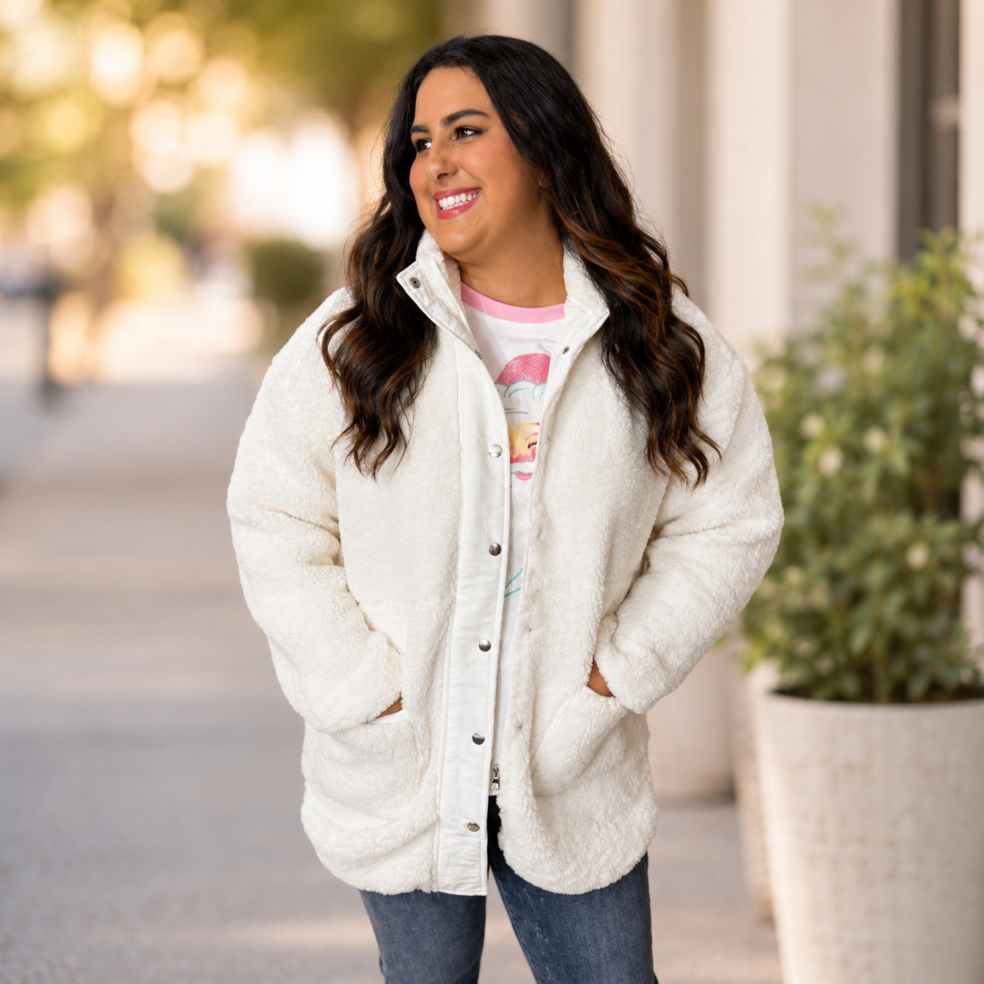White Sherpa Jacket - SV Boutique & Co.