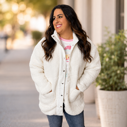 White Sherpa Jacket - SV Boutique & Co.