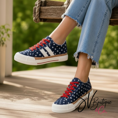 That’s Her Blue with Stars Sneaker - SV Boutique & Co.