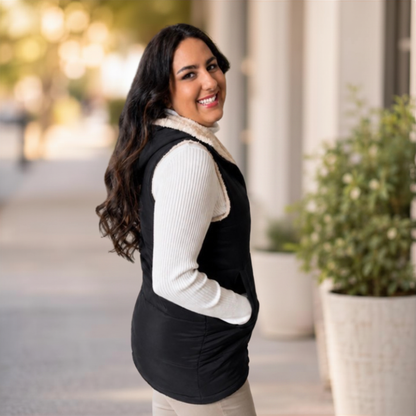 Black Fleece Hooded Sleeveless Vest - SV Boutique & Co.