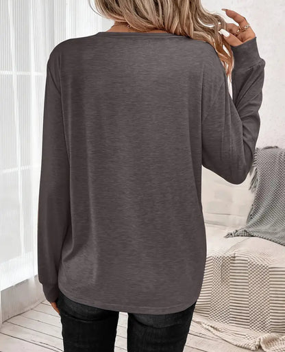 Crew Neck T-Shirt, Casual Long Sleeve Top - SV Boutique & Co.