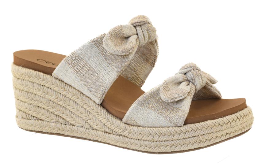 Corkys Tie The Knot Tan Natural Stripe Wedge Sandal - SV Boutique & Co.