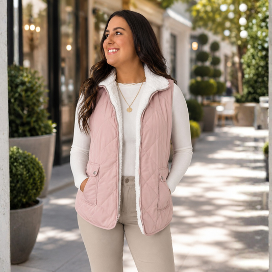 Pink Sherpa Reversible Vest