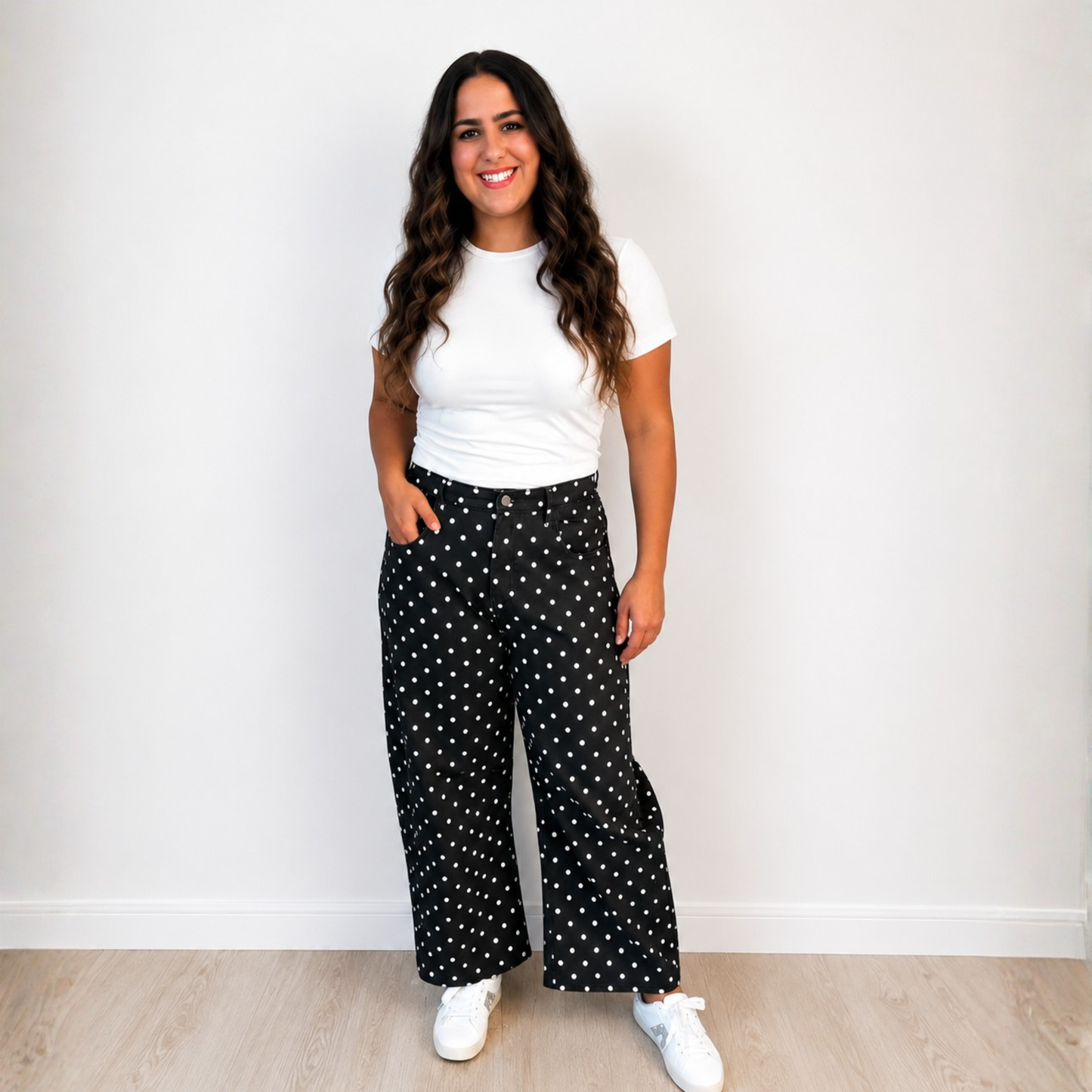 Black Polka Dot Barrel Jeans