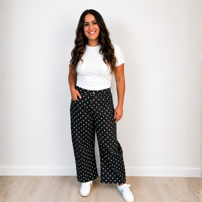 Black Polka Dot Barrel Jeans