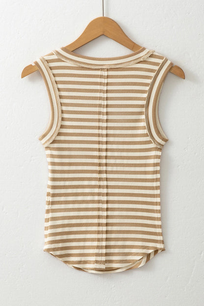 Sleeveless Sand Striped Top - SV Boutique & Co.