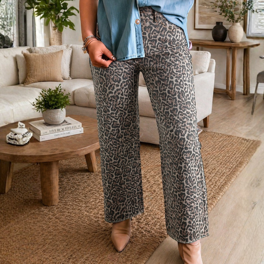 Leopard Wide Leg Jeans - SV Boutique & Co.