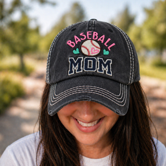 Baseball Mom Distressed Baseball Cap - SV Boutique & Co.