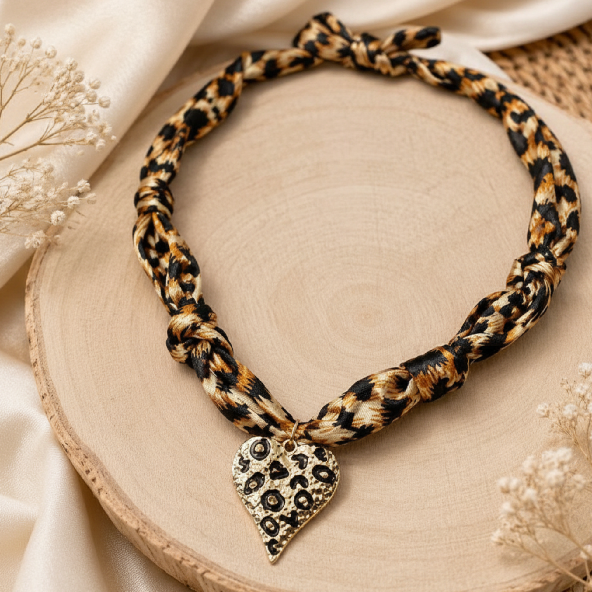 Leopard Heart Scarf Necklace - SV Boutique & Co.