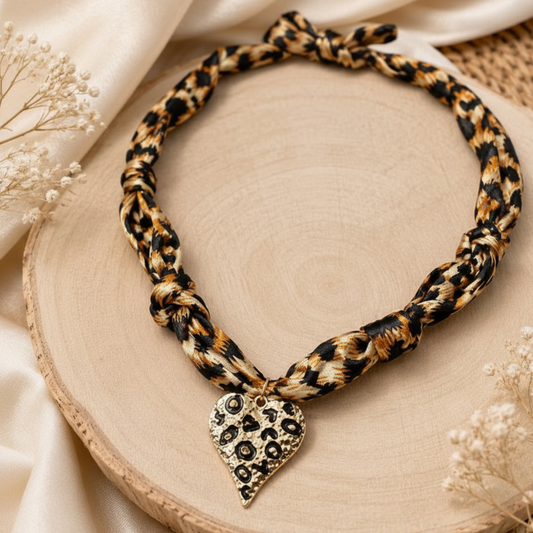 Leopard Heart Scarf Necklace - SV Boutique & Co.