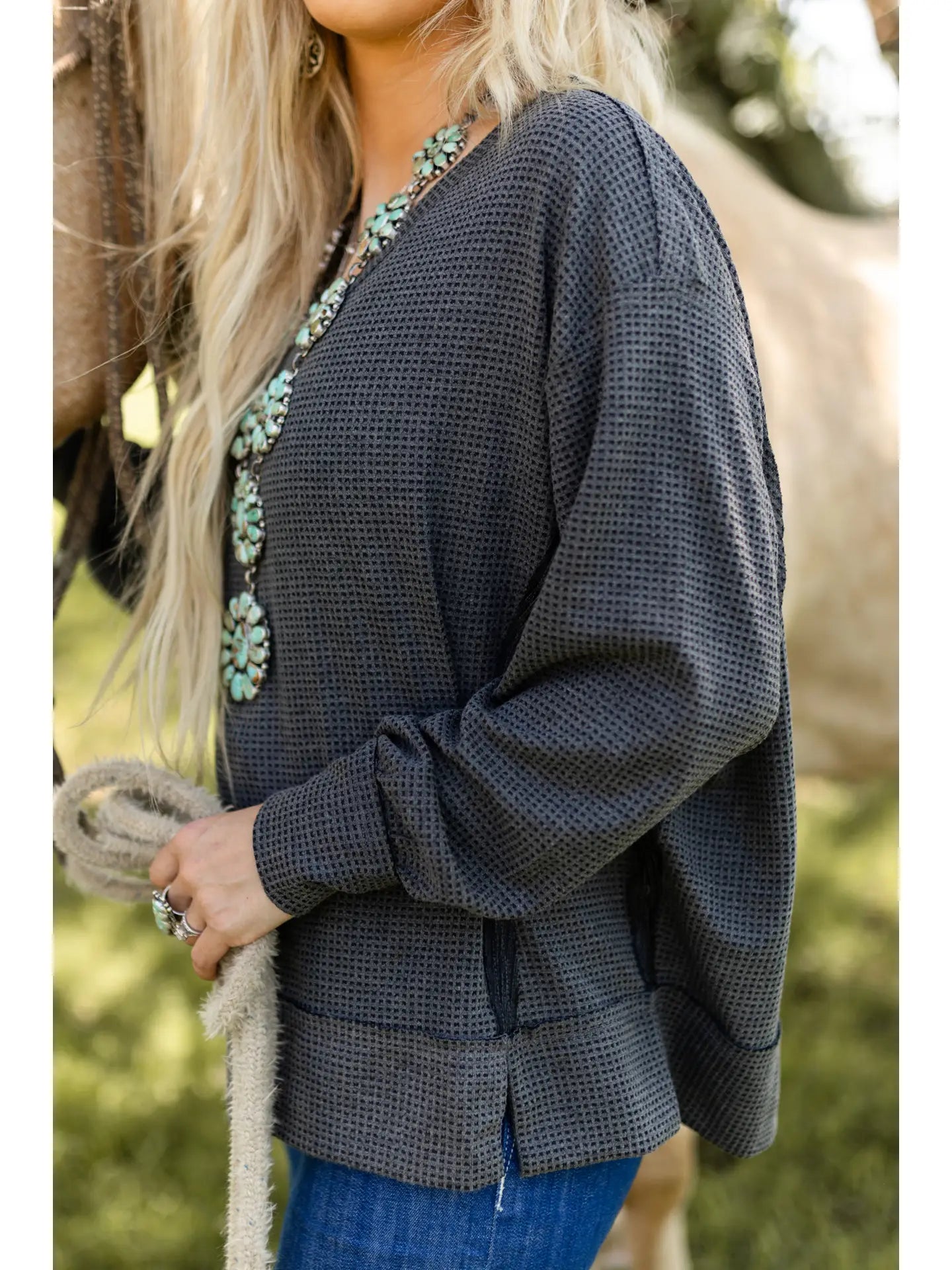 Long Sleeve Black Cozy Two Toned Thermal Andree By Unit