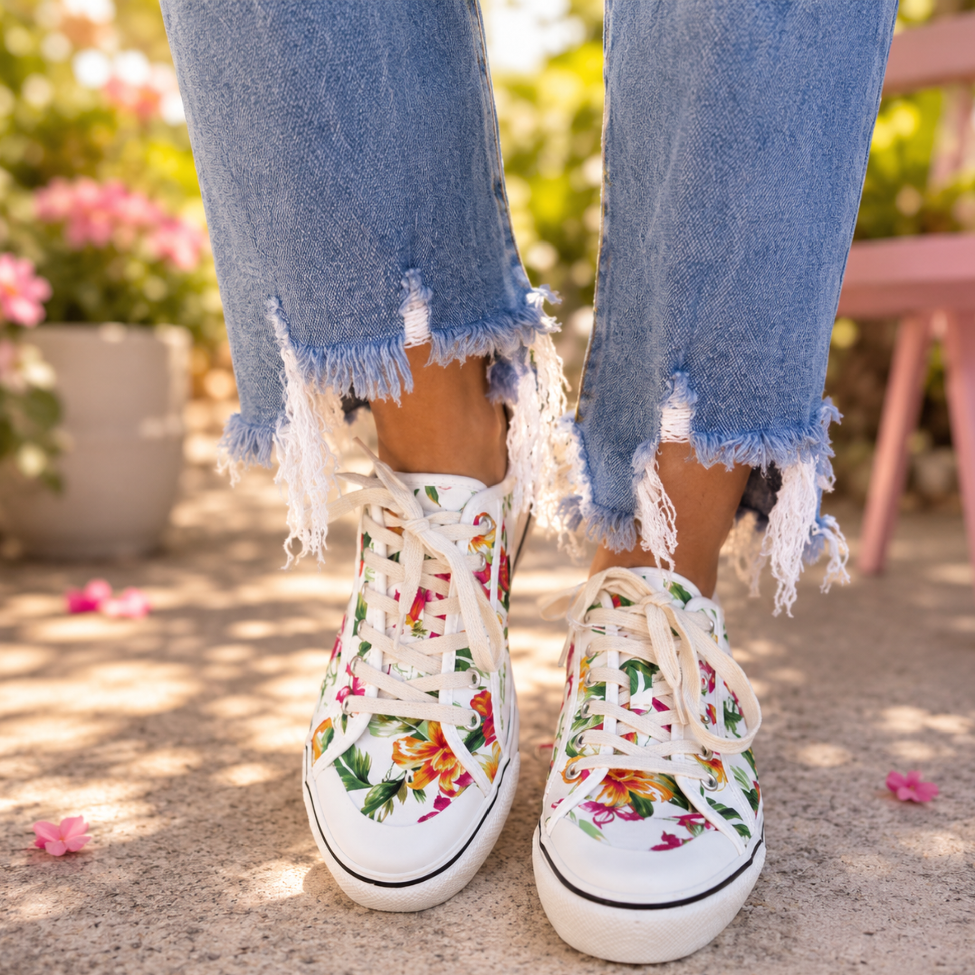CORKYS WAITING LIST WHITE FLORAL SNEAKER - SV Boutique & Co.