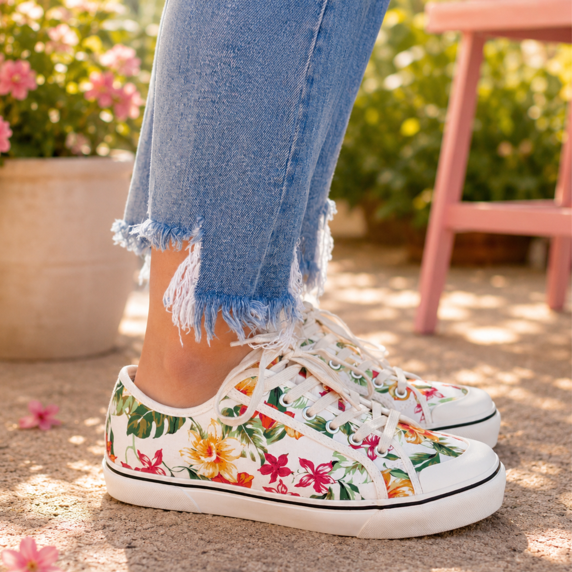 CORKYS WAITING LIST WHITE FLORAL SNEAKER - SV Boutique & Co.