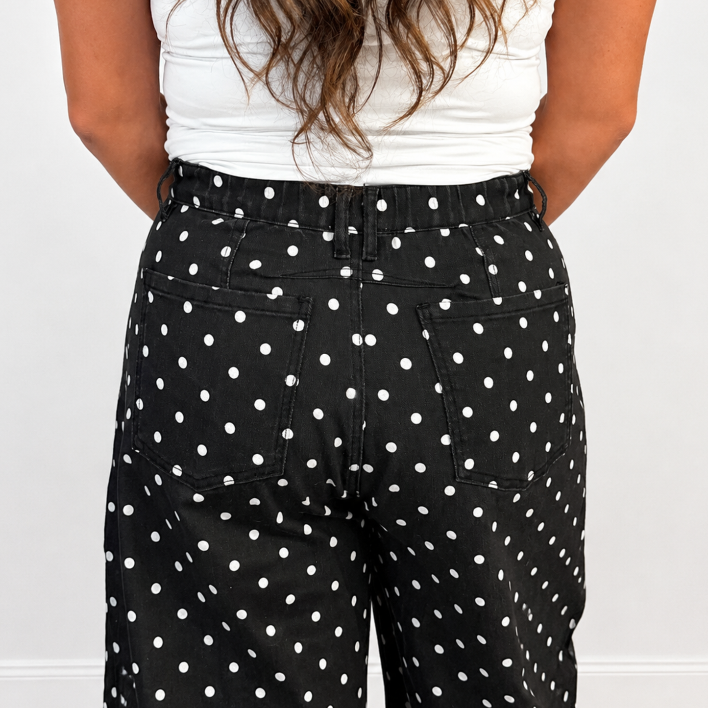 Black Polka Dot Barrel Jeans