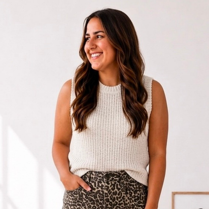Ivory Sleeveless Knit Top