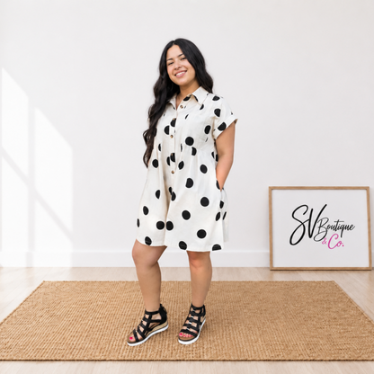 Polka Dot Button Down Dress - SV Boutique & Co.