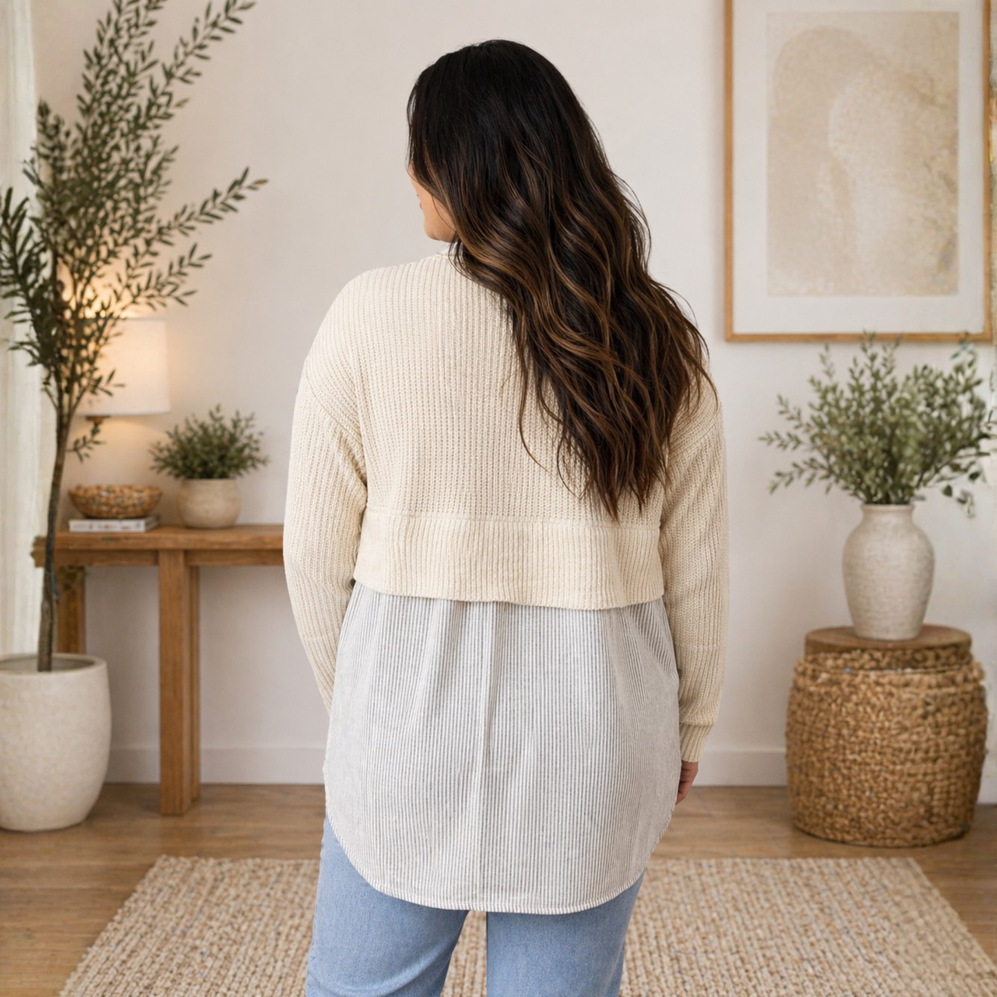 Sweater Blouse Split Decision Lightweight Top by White Birch - SV Boutique & Co.