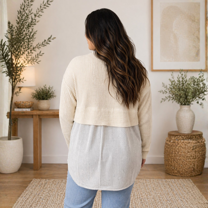 Sweater Blouse Split Decision Lightweight Top by White Birch - SV Boutique & Co.