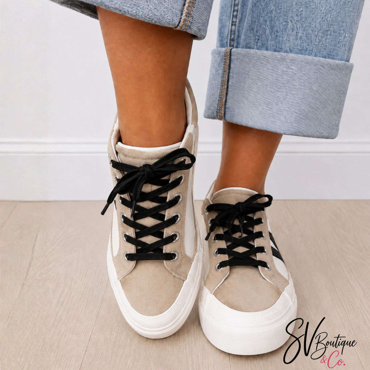 That’s Her Sand White Black Sneaker-Corkys - SV Boutique & Co.