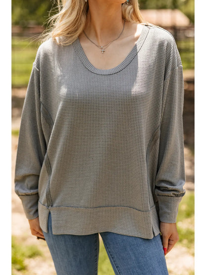 Long Sleeve Cozy Heather Grey Two Toned Thermal Andree By Unit