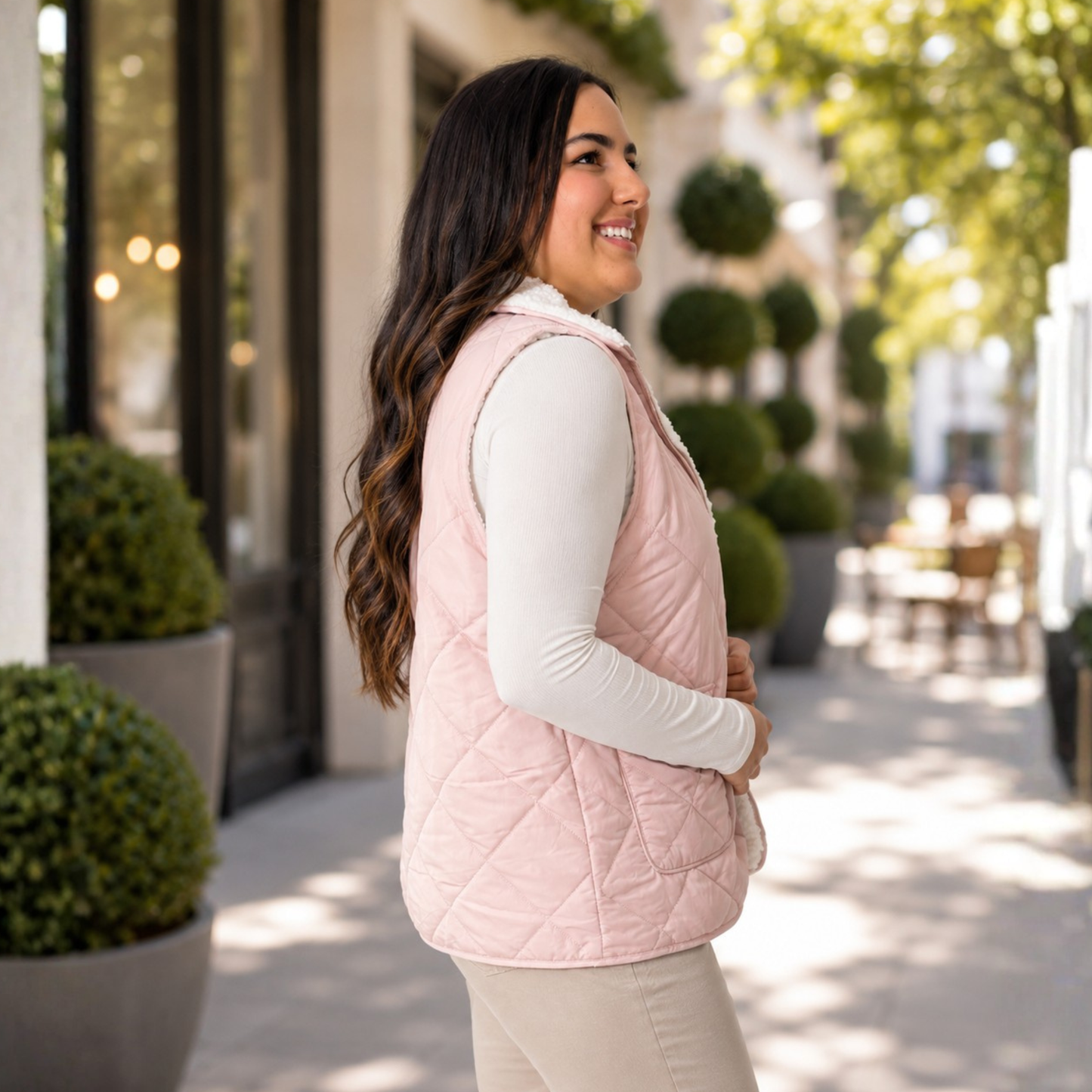 Pink Sherpa Reversible Vest - SV Boutique & Co.