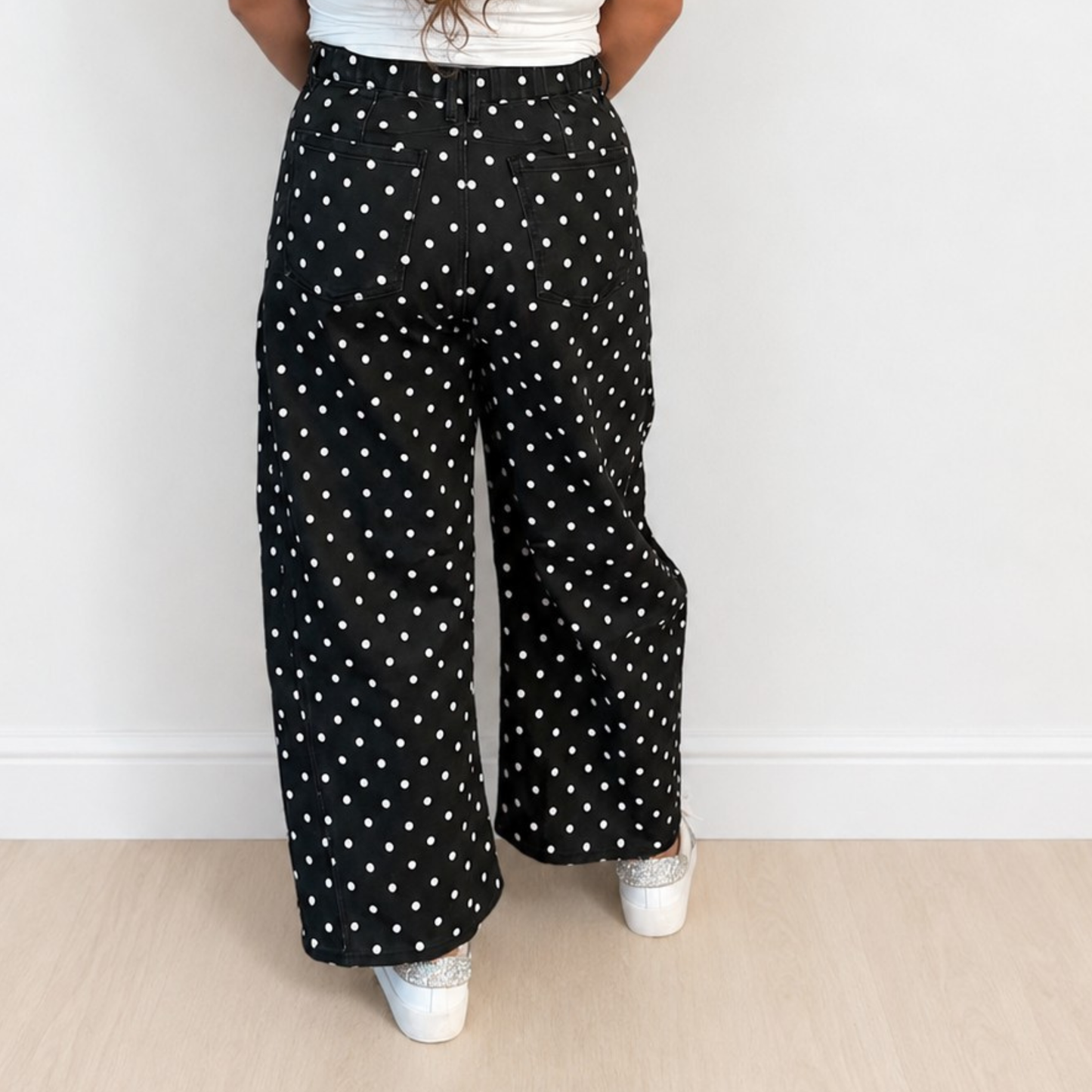 Black Polka Dot Barrel Jeans