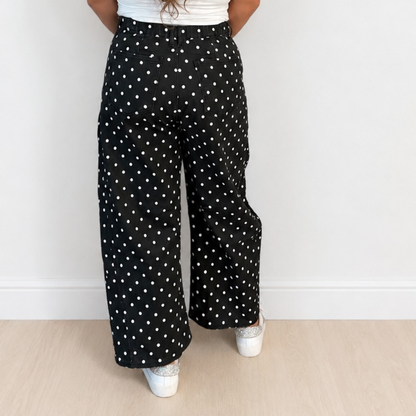 Black Polka Dot Barrel Jeans