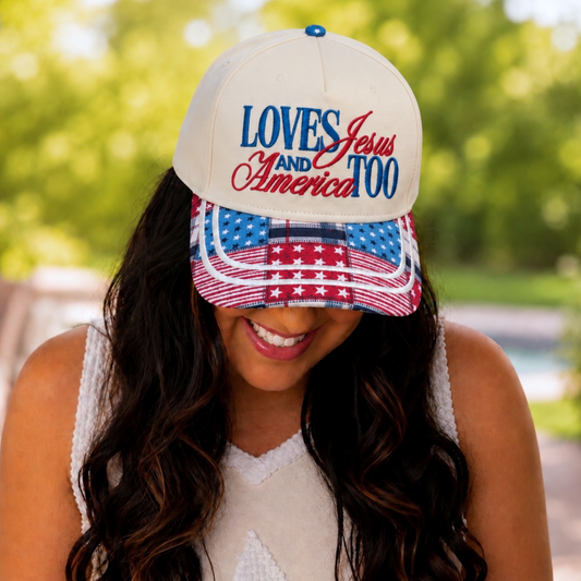 Loves Jesus and America Too Trucker Hat