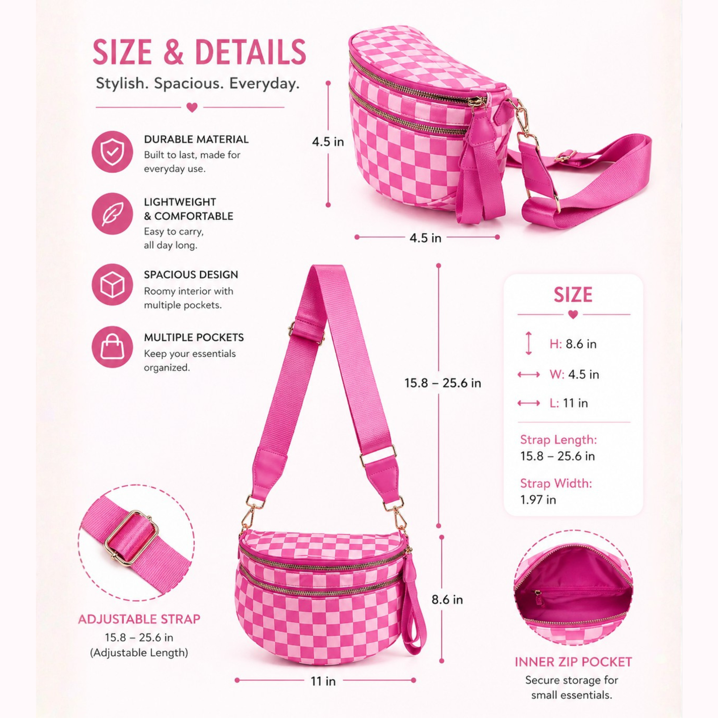Checkered Crossbody Bag - SV Boutique & Co.